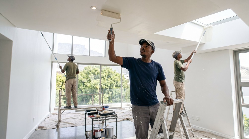 Professional painters at work in Equestria, Pretoria East